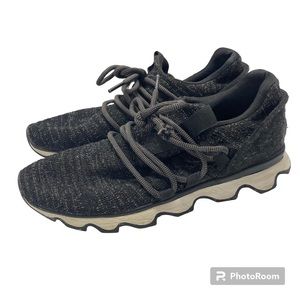 Sorel Kinetic NL3227-011 Black Lace Up Low Top Knit Sneakers Womens 8.5